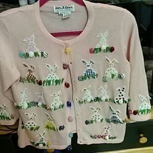 Way too CUTE! Easter sweater Cardigan Size S